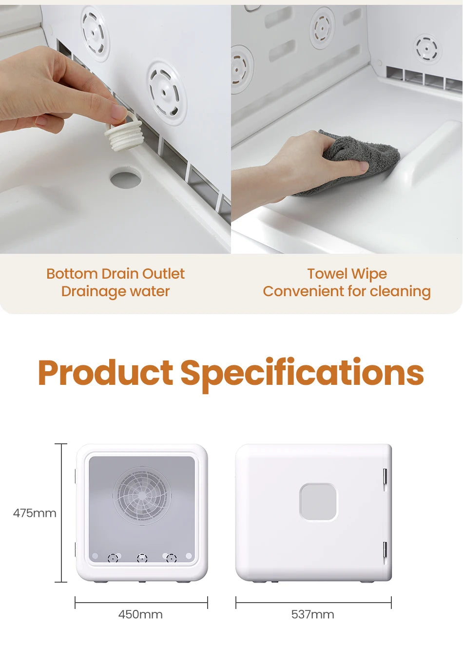 ROJECO 70L Smart Pet Dryer Box Automatic Temperature Control 360° Drying Ultra Quiet Pet Hair Grooming For Dog Cat Dryer 4 Speed