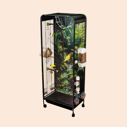 Metal Bird Cage Large Wheeled Transparent Cabinet-type Parrot Cage Interior Budgerigar Cockatiel Nest with Drawer Bird House
