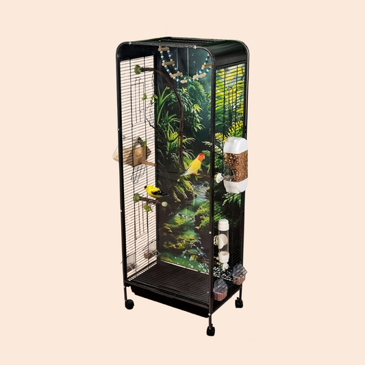 Metal Bird Cage Large Wheeled Transparent Cabinet-type Parrot Cage Interior Budgerigar Cockatiel Nest with Drawer Bird House