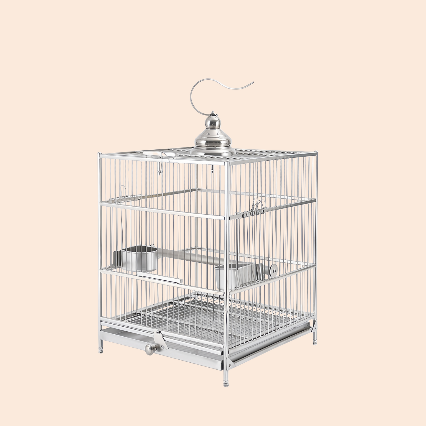 Large Square Stainless Steel Bird Cage for Myna Starling Parrot Villa Metal Cage