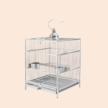 Large Square Stainless Steel Bird Cage for Myna Starling Parrot Villa Metal Cage