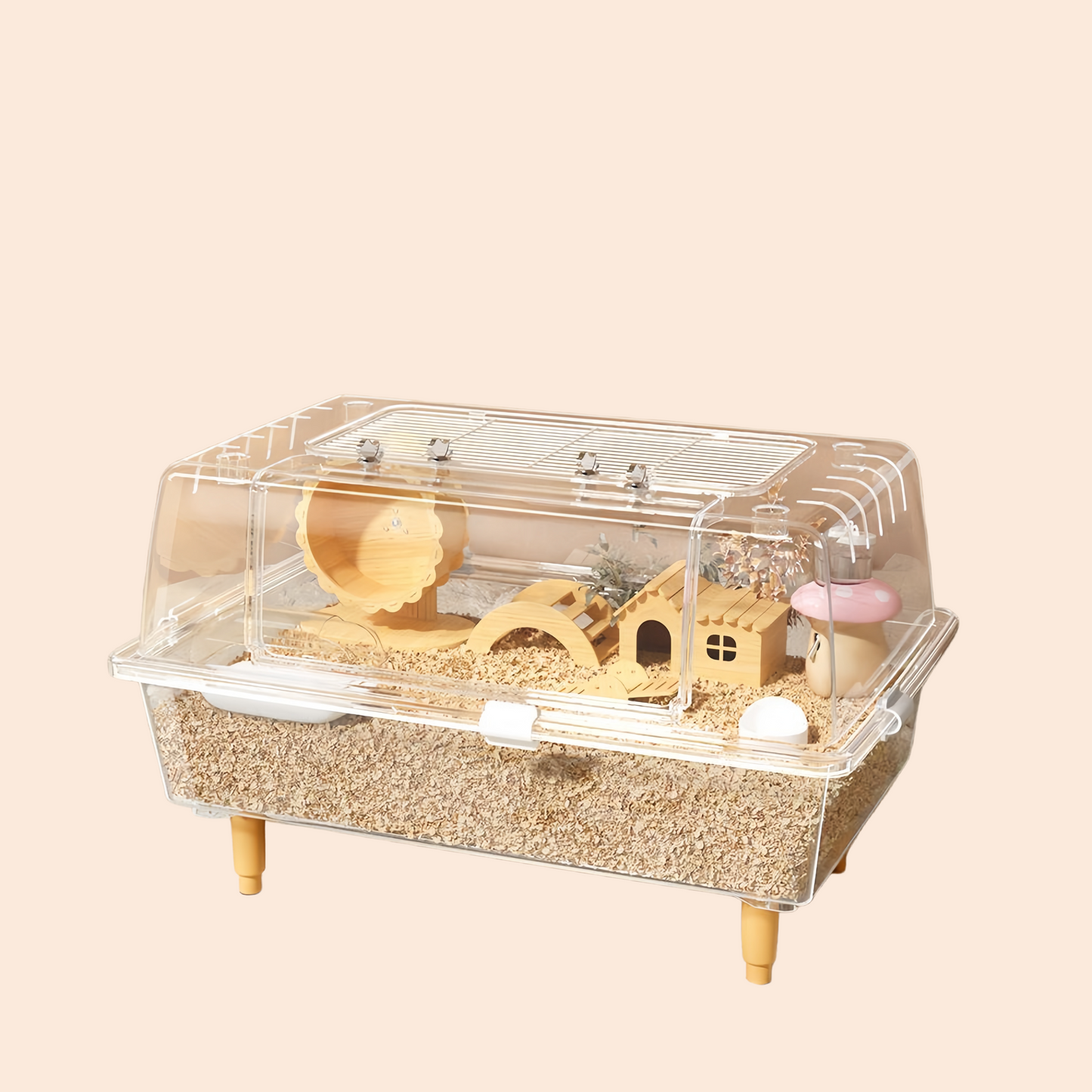 60cm Acrylic Hamster Cage Large Transparent Habitat for Syrian Hamster & Mice Spacious Villa-Style Chew-Proof Enclosure