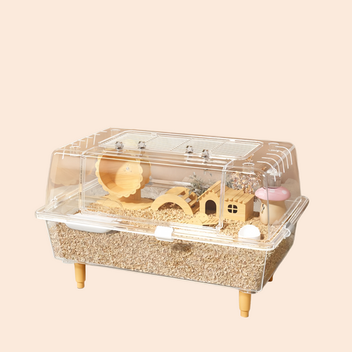 60cm Acrylic Hamster Cage Large Transparent Habitat for Syrian Hamster & Mice Spacious Villa-Style Chew-Proof Enclosure