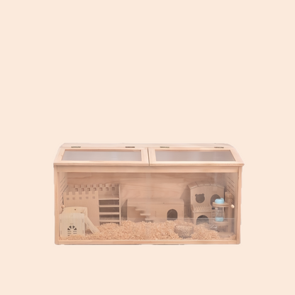 Panoramic Wooden Quail Cage Large Habitat House for Indoor Rearing Heat Preservation Breeding Box Suitable for Hamsters