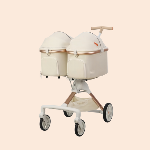 Cute Foldable Cat Stroller for 2 Cats 4 Wheels Outdoor Dual Cat Stroller Bag Detachable Dog Trolley Carrier Luxury Pet Products