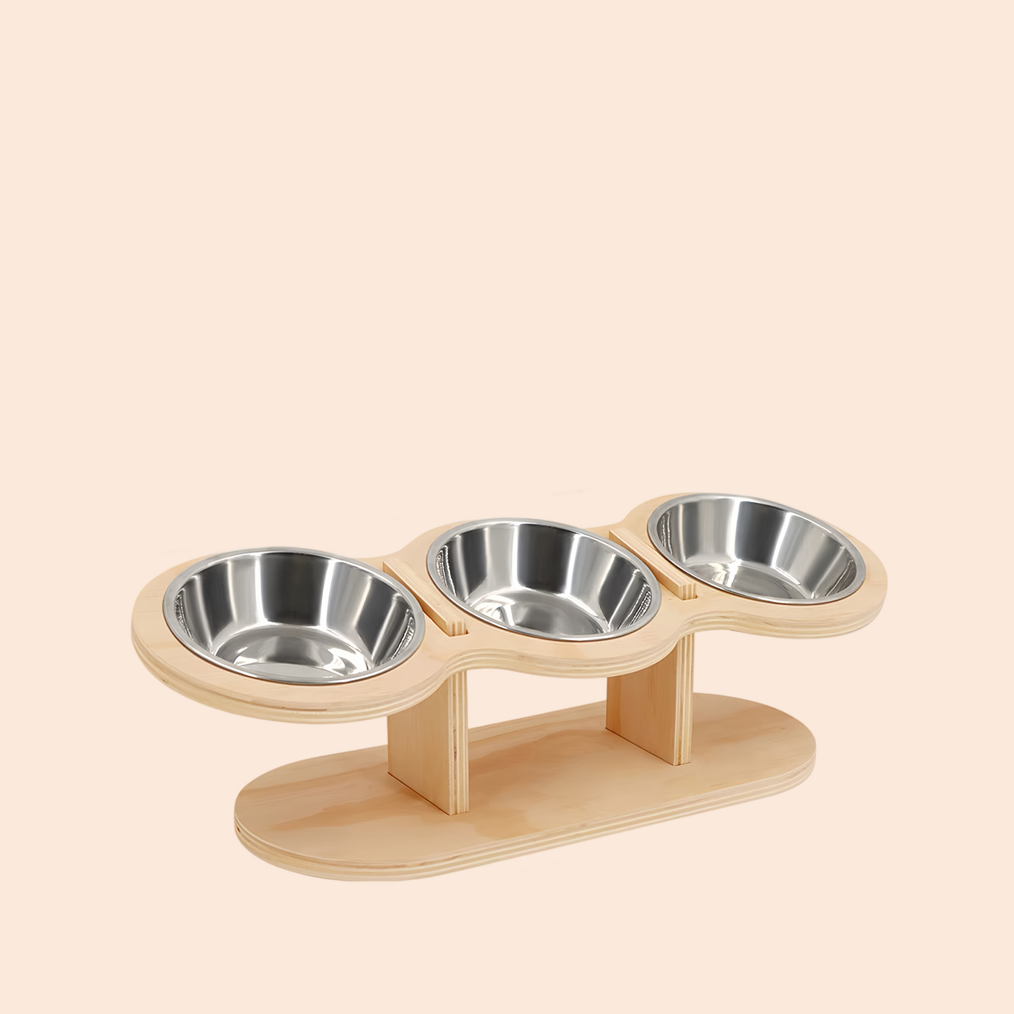 Elevated Cat Bowls Raised Wood Stand Feeder with 3 Stainless Steel Bowls Feeding & Watering Supplies for Puppy Cats Accessories
