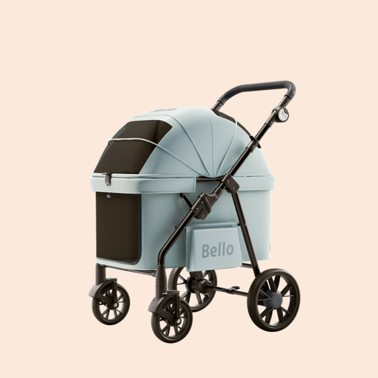 Bello YA03 Extra Large Space Pet Stroller Foldable Dog Cat Carrier Heavy Duty 60lbs Family Outdoor Travel Push Cart