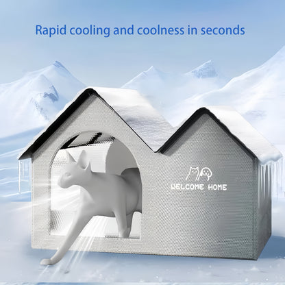 Cooling Cat House Aluminum Foil Insulated Cat Cooling House Tear Resistant Shade Tent Cave Spacious Shelter For Apartment Patio