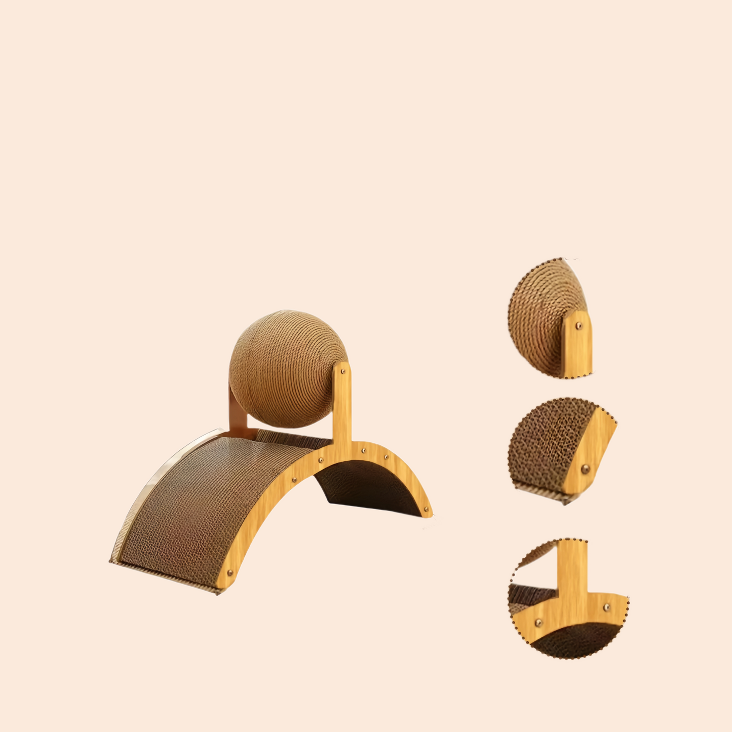 2-in-1 Wooden Cat Scratching Ball And Sisal Scratch Board Durable Solid Wood Paw Toy for Cats And Kittens Pet Supplies