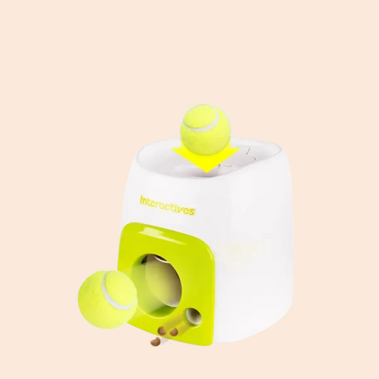 Automatic Dog Ball Launcher with Food Reward - Smart Tennis Ball Thrower Machine for Dogs, Interactive Pet Toy with Chase Traini