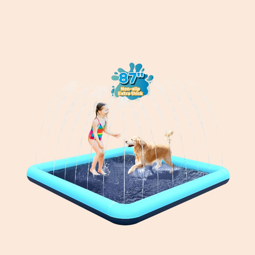 60-97'' Winter and Summer Outdoor and Indoor Dog Shower Playpool Inflatable Sprinkler Pad Pet Fountain Foldable Pad Dog Shower