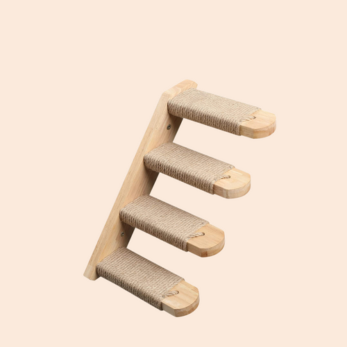 Cat Climbing Stairs Wall Mounted Steps Made of Wood and Sisal Rope Scratching Ladder Pet Furniture for Indoor Cats Playing Sleep