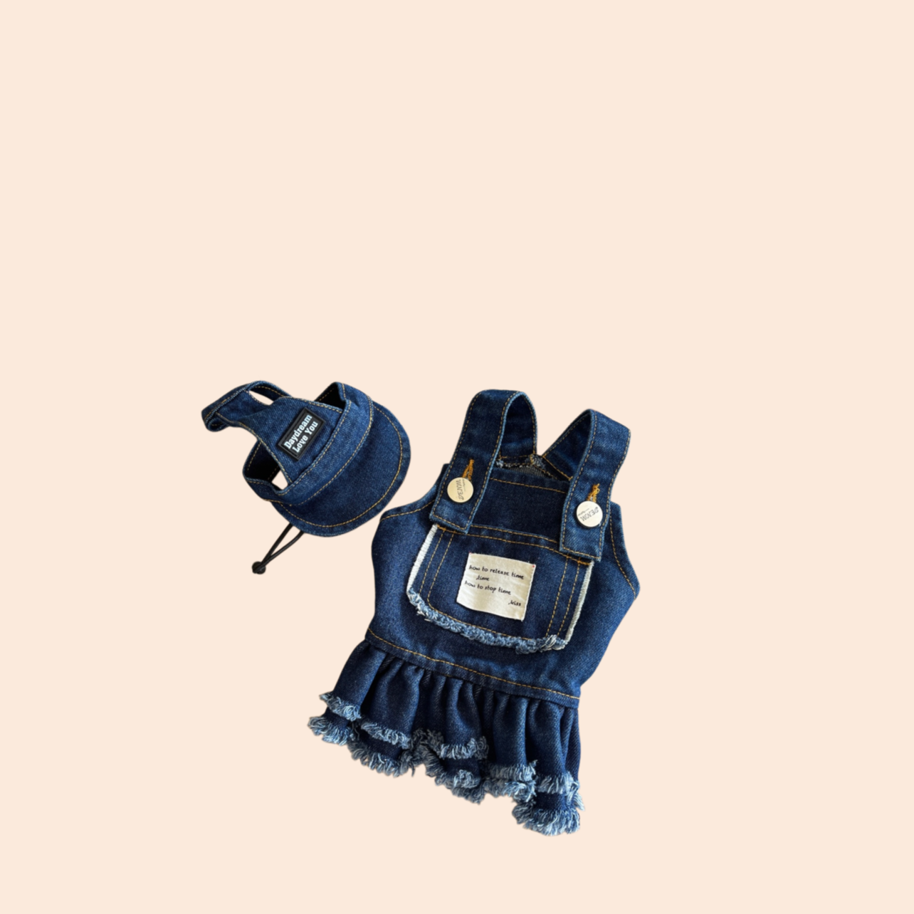 Summer Dog Clothes Denim Jeans with Hat Dog Dress INS Style Small Girl Dog Clothing Couple Pet Outfit Puppy Costume Overalls