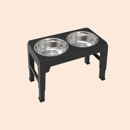 BOOTEELY Elevated Dog Feeder Bowls Adjustable Raised Stand with Double Stainless Steel Food Water Bowls Small Medium Large Dogs