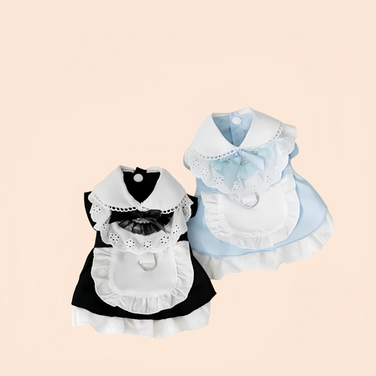 Blue Maid Skirt Kitten Dress Thin Breathable Pet British Short Silver Summer Clothes Cat Dress
