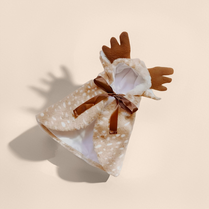 Christmas Pet Costume Dog Cat Clothes Reindeer Cape Hooded Outfit Warm Soft Festive Holiday Party Dress Up Accessories Small Pet