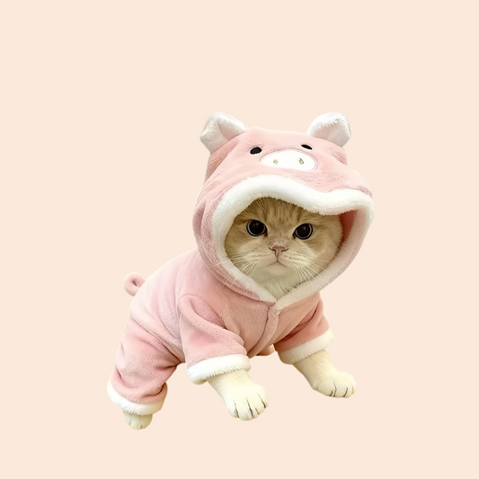 New cat Clothes   Cute Pig Design   Thickened Autumn and Winter Outfit  Four-legged Jumpsuit Warm Pet Clothing for Small Pets